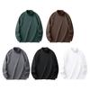 Men Bottoming T-shirt Half-high Collar German Velvet Solid Color Elastic Mid Length Pullover Layering Top for Winter And Fall