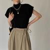 1 dona Ko'ylak va Bluzkalar Ofis Ledi Fashio Yozgi Ayollar Tik yoqali Trikotaj Jilet Keng Elegant Toplar Qisqa Yengli