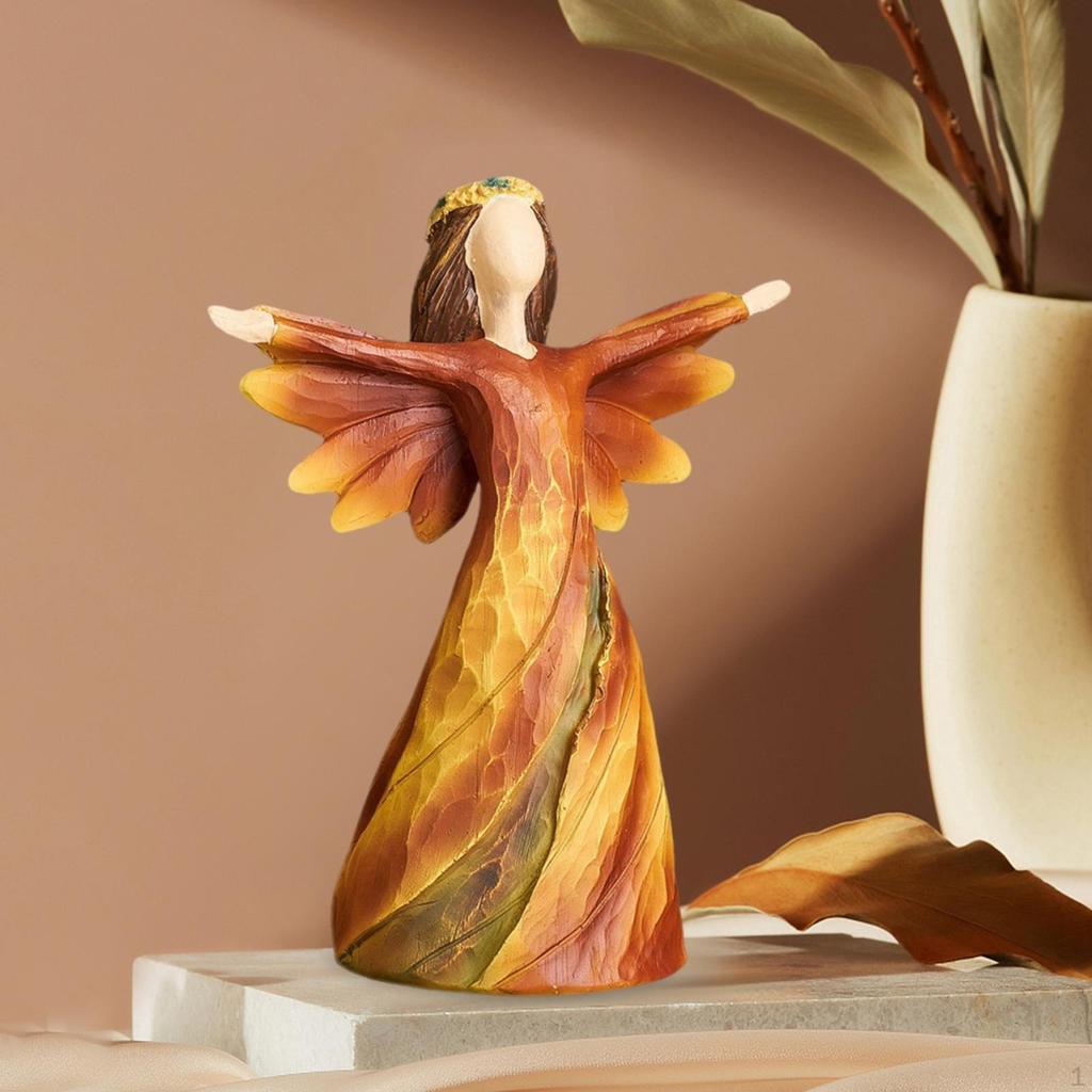 Angel Statue Figurine Art Crafts Collection Desktop Ornament Resin Sculpture for Office