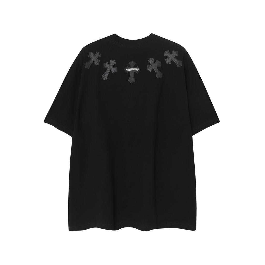 9989 CHROME HEARTS 2025 Летняя новая высококачественная хлопковая футболка с круглым вырезом, свободная, большого размера, для мужчин и женщин, парная футболка