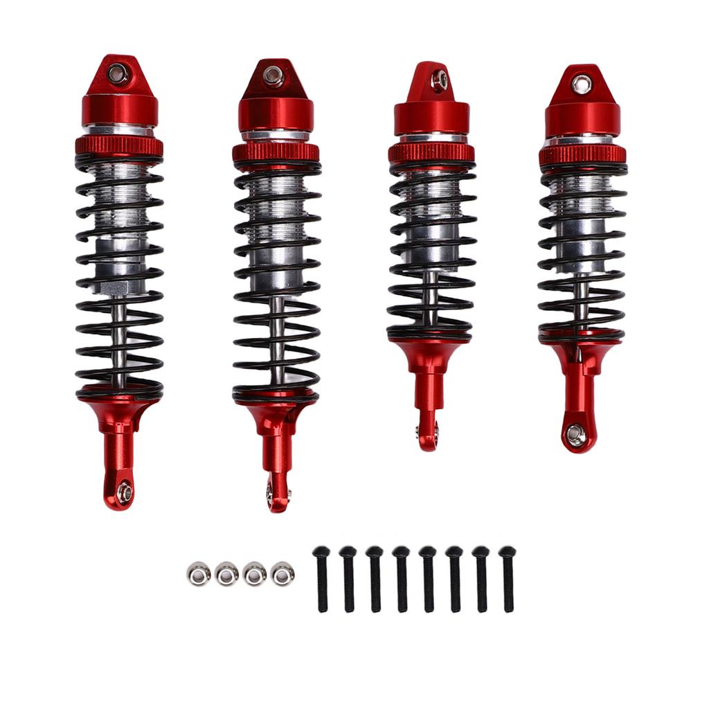 2 Pairs RC Shock Absorber Aluminum Alloy Front Rear Shock Damper Fit for Traxxas Slash 4x4 1 10 Scale RC Crawler Red