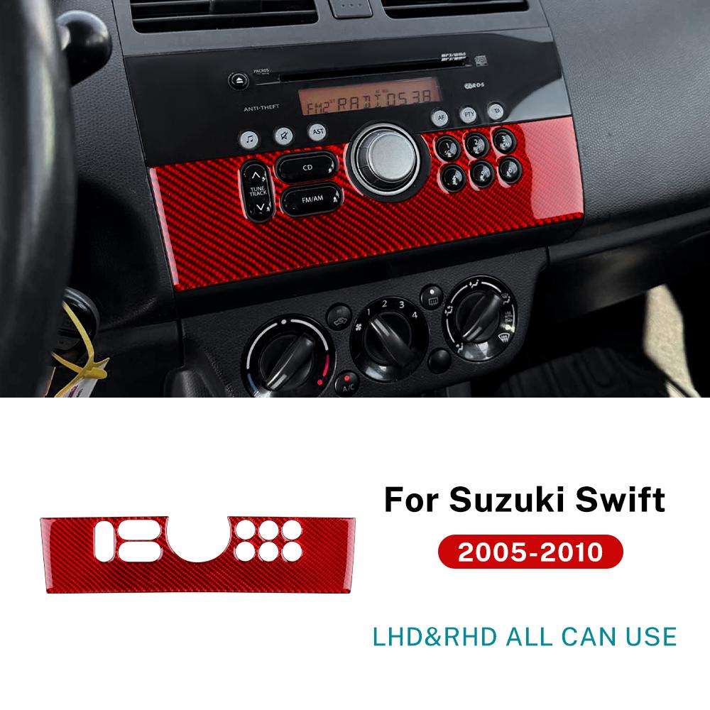 Настоящая мягкая наклейка из углеродного волокна для Suzuki Swift ZC31S 2005 2006 2007 2008 2009 2010 LHD RHD Рамка отделки кнопок CD на центральной консоли автомобиля