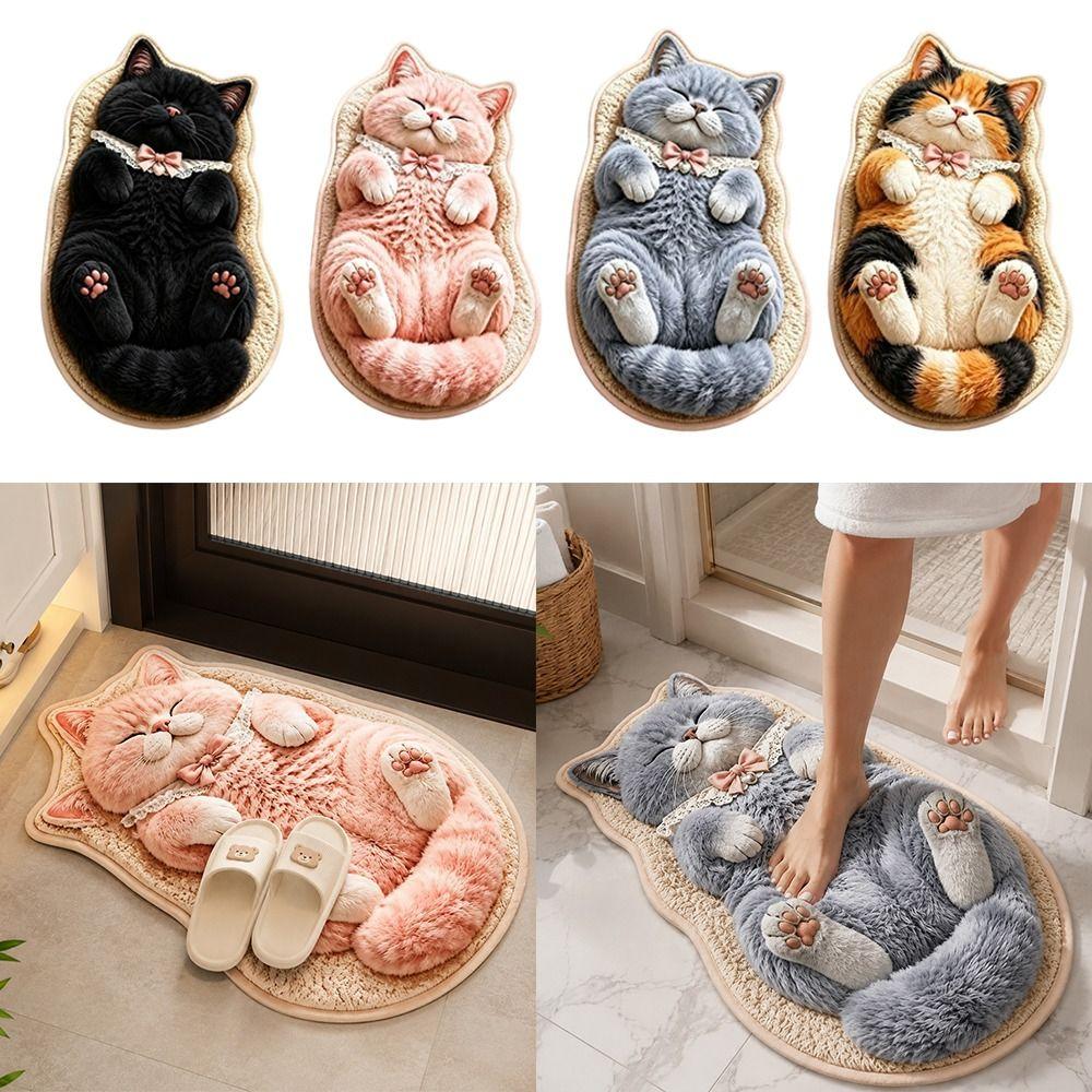 Soft Surface Cat Shaped Rug Special-shaped Cat Shaped Carpet Cute Bathroom Floor Mat  Bedroom Decor