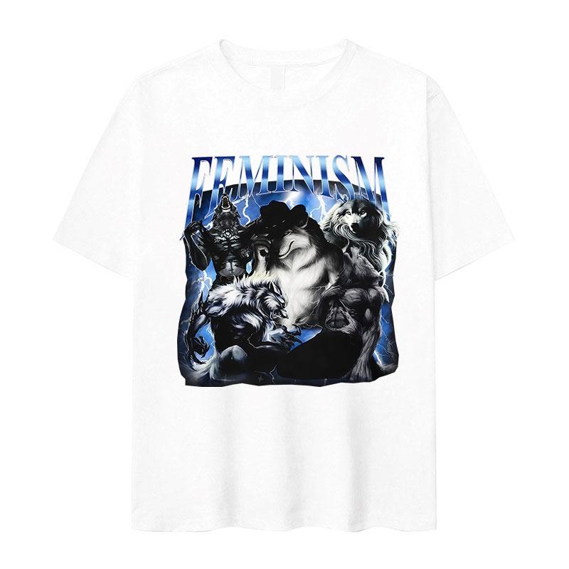 Funny Feminism Alpha Wolf Graphic TShirt Unisexs Humor Fashion Clothing Short Sleeve Tshirts Vintage High Quality Cotton Tshirt