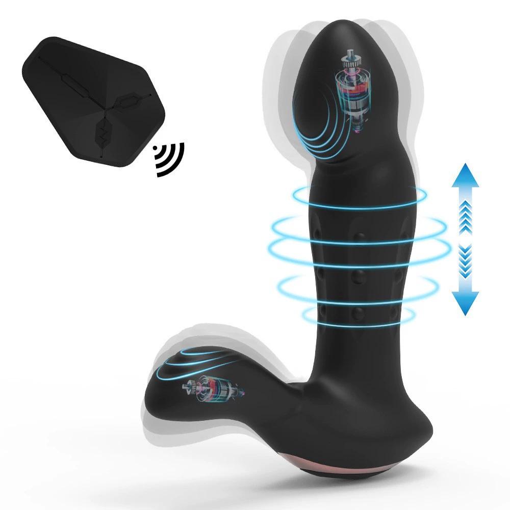 Prostate Massager Male Sex Toys for Men Anal Beads Dildo with 9 Wiggling Thrusting Sliding Beads 9 Vibrating Modes Butt Plug