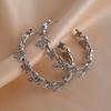 Elegant Diamond-Studded Butterfly Hoop Earrings - Silver Needle, High-End Fashion, European & American Style