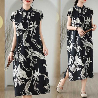 Реальное фото в наличии Новое платье ципао в национальном стиле в китайском стиле Свободное темпераментное летнее платье Новая юбка средней длины.