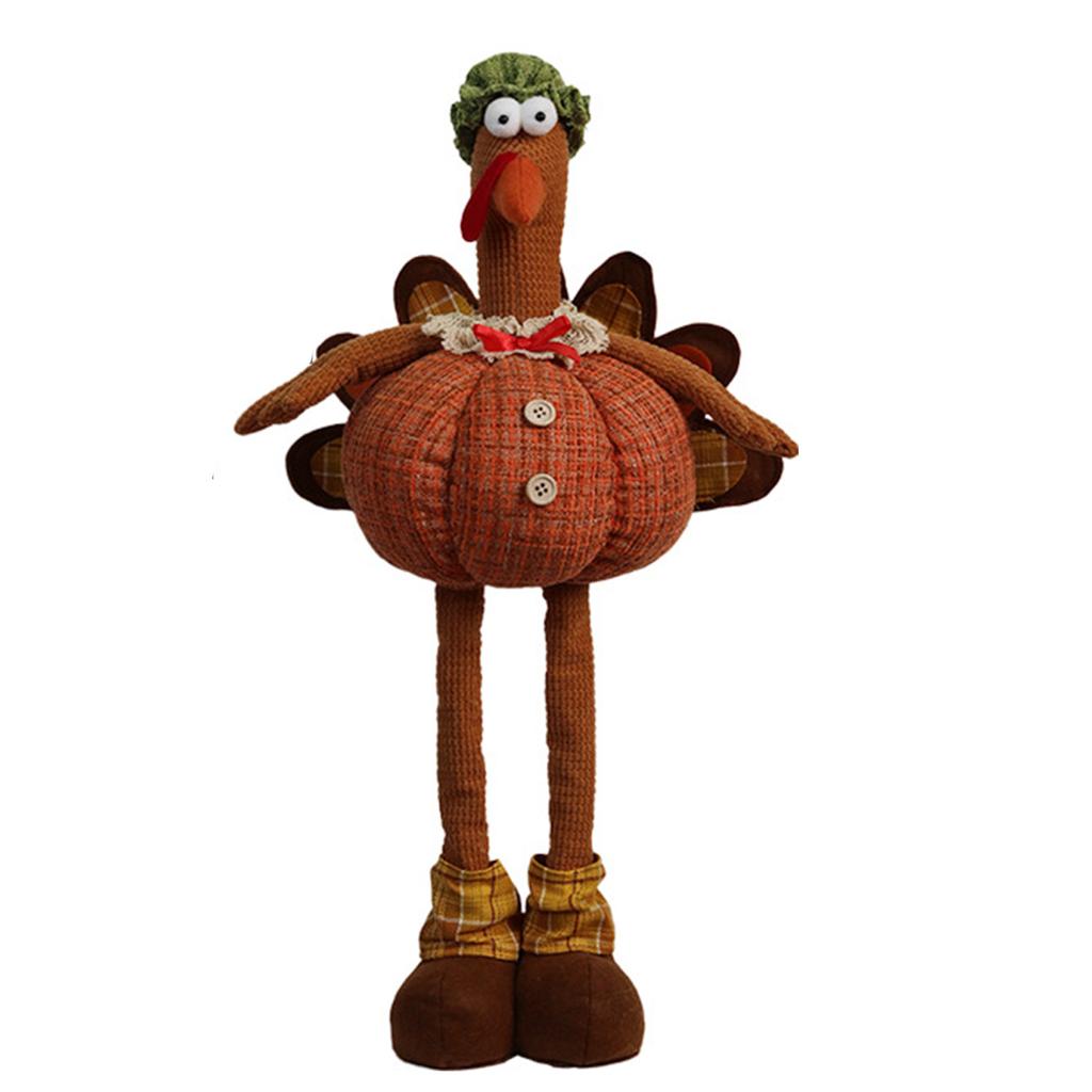 Thanksgiving Decoration Turkey Doll with Telescopic Legs Autumn Decors Turkey Figurine Festival Farmhouse Home Ornaments