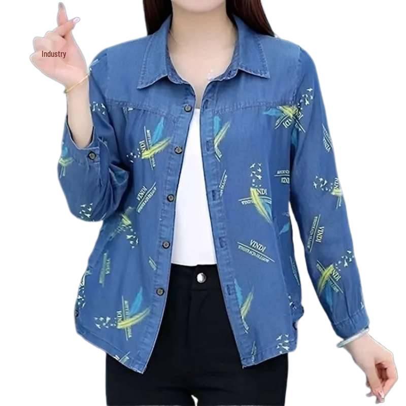 Женская мода Осень 2026: Универсальная джинсовая куртка в корейском стиле для похудения для мам среднего возраста