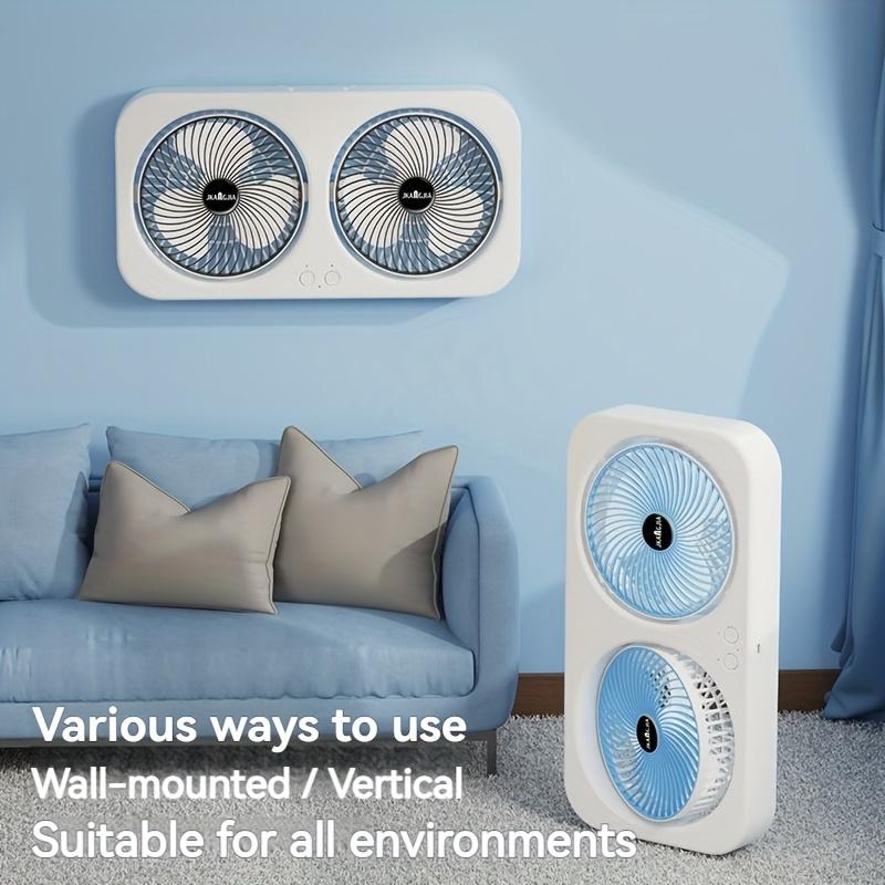 Double Head USB Fan Portable Desktop Fan, 360° Rotatable Blades, Adjustable Hanging and Standing Modes, 3-Speed Control,Rechargeable Personal Mini Fan