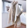 Women's Fashion Plush Poncho Sleeve Fur Big Cloak Lady Streetwear Thickening Solid Warm Shawls with Hooded
