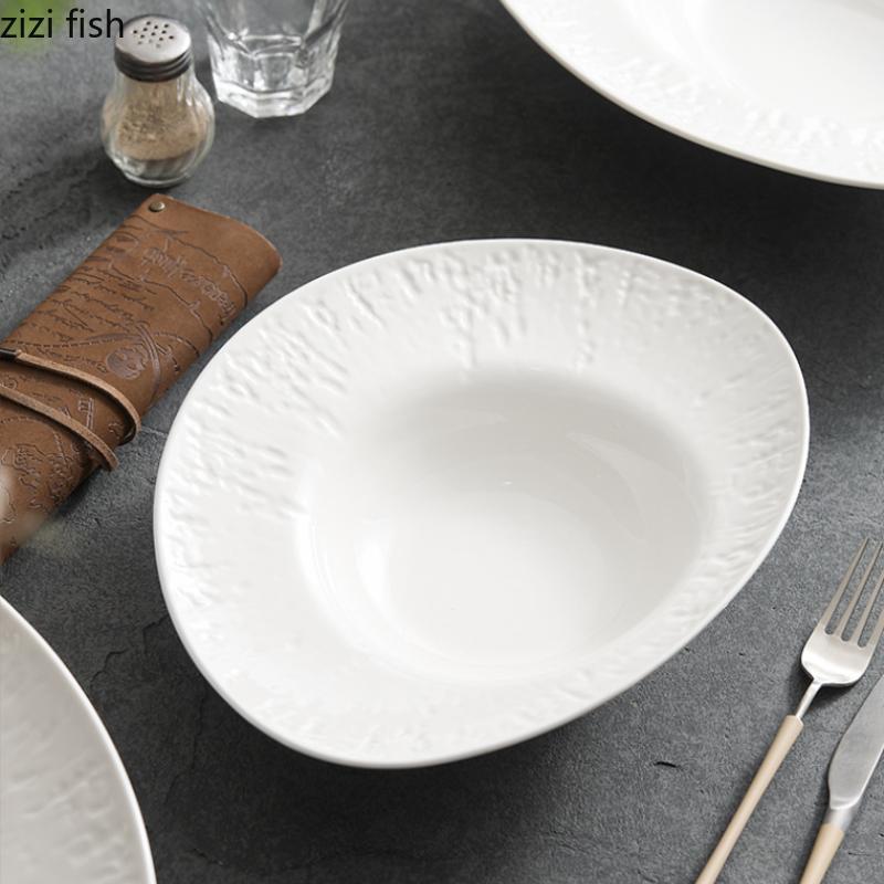 Керамическая тарелка-шляпа, салатник, обеденные тарелки, десертная тарелка, фруктовая тарелка, суповые тарелки, тарелки для сахарной воды, тарелка для стейка в западном стиле