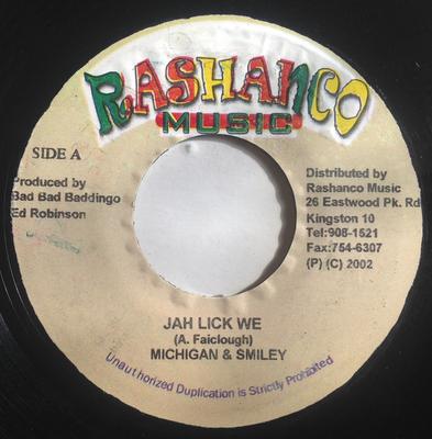 7-дюймовая пластинка MICHIGAN & SMILEY / PAMPI JUDAH - Jah Lick We / Royal Love NONE Rashanco Music 2002 Япония Регги, Ска и Даб Б/У