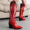 Fashion IPPEUM Women Cowboy Boots Western Knee High Block Heel Plus Size 43 Cowgirl Shoes