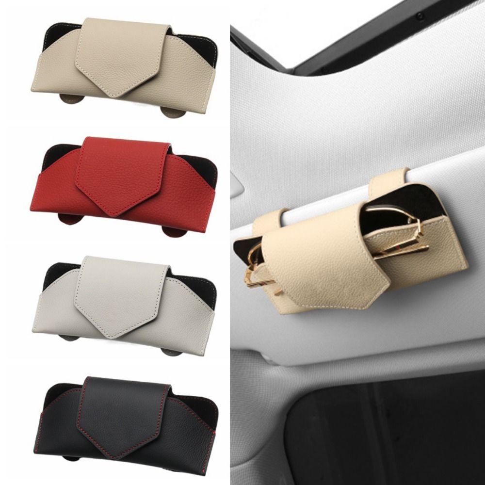 PU Leather Auto Eyeglasses Storage Case Auto Sun Visor Glasses Holder  for Car Sun Visor