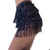 Юбка с пайетками и кисточками, блестящая мини-юбка для танца живота, бахрома, шарф на бедра для рейв-фестиваля, клубная одежда, костюм для выступлений на вечеринке