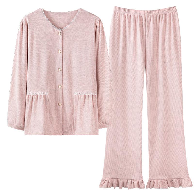 Пижама женская осенне-зимняя с длинными рукавами и брюками, двусторонняя полированная немецкая фланель, средней и толстой плотности, домашняя одежда, теплый костюм