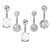 5/10Pcs Women Faux Opal Inlaid Belly Button Navel Rings Body Piercing Jewelry