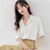 Suit V-neck Chiffon White Shirt Female Short-sleeved Summer Loose Professional Temperament Design Sense Five-minute Sleeve Shirt