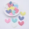 100Pcs 25*20mm Bling Heart Padded Glitter Fabric Appliques for DIY Headwear Bow Decor Accessories Crafts Clothes Sewing Patches