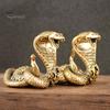 Brass Snake Figurine Retro Snake Statue with Detailed Scales Home Office Tabletop Mini Snake Ornament Gift for Snake Lovers