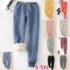 Women Fleece Lining Sweatpants Warm Thicken Winter Jogger Pants Harem Lady Casual Trousers Drawstring
