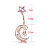 Women Moon Star Colorful Rhinestone Navel Ring Body Piercing Jewelry