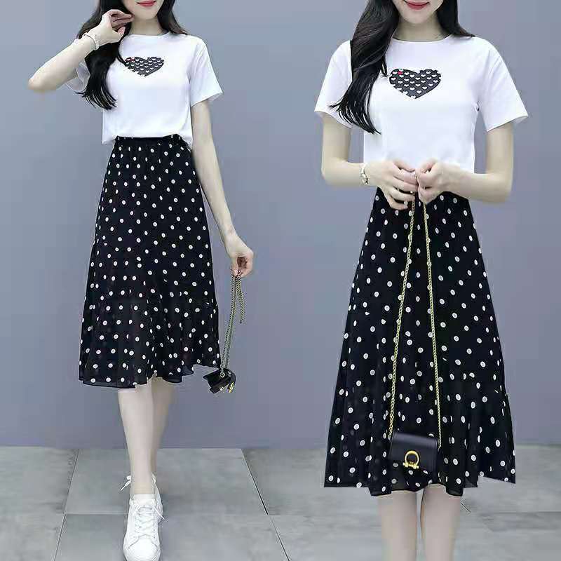 Женская шифоновая юбка Super Fairy French Style Small Fresh Daisy Floral Gentle Polka Ton юбка средней длины