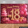Двумерный фон для украшения вечеринки в честь 18-летия, Баннер-фотозона с тортом и короной в розово-золотых тонах