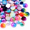 Разноцветные двухцветные полукруглые жемчужины, бусины для дизайна ногтей, россыпные бусины, чехол для мобильного телефона своими руками, аксессуары из искусственной жемчуга и смолы