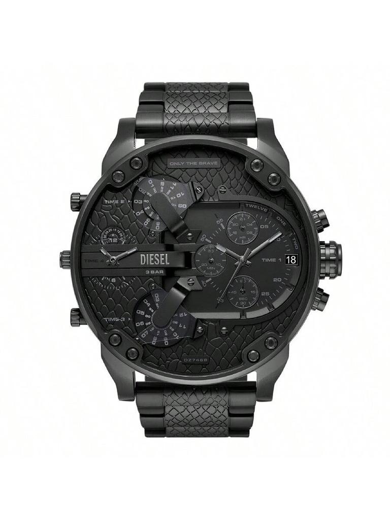 Diesel Мужские часы-хронограф большого размера 57 мм – Многосекционный стальной циферблат, Яркие часы для вечернего выхода, Уличный стиль и Заявление о себе – DZ7468