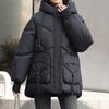 Зимняя женская теплая толстая куртка с капюшоном, повседневная свободная куртка с хлопковой подкладкой, верхняя одежда средней длины