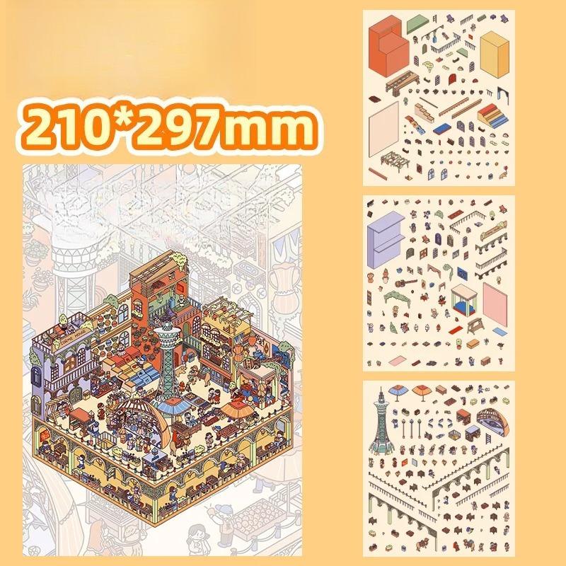 Большие 3D миниатюрные наклейки Креативное многослойное DIY-рукоделие для снятия стресса и домашнего декора Украшение для стола и стен Миниатюры Рукоделие