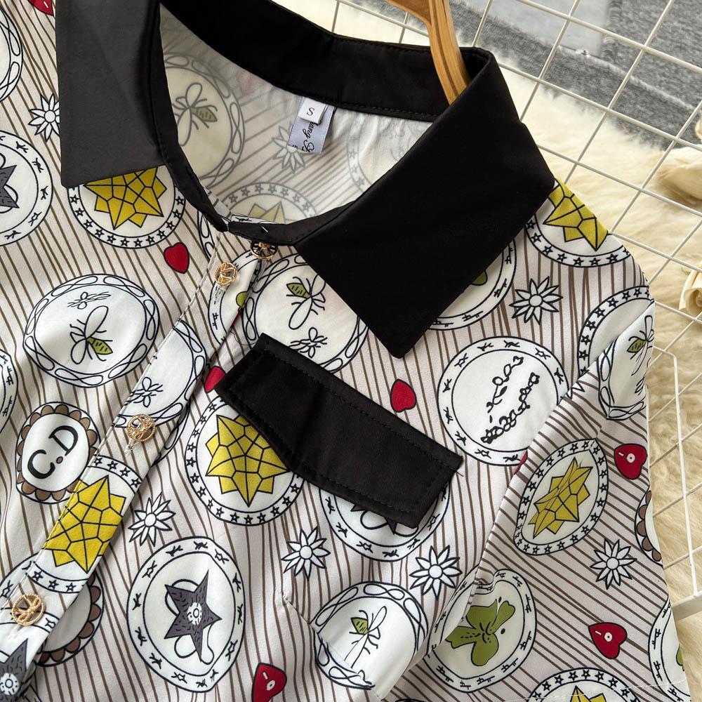 Женское платье-рубашка с коротким рукавом с лацканами, летняя мода, элегантный винтажный принт, брендовые дизайнерские платья для подиума, вечерние платья