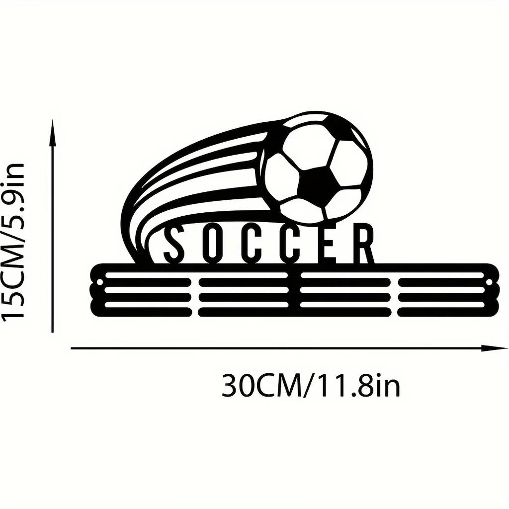Очаровательная футбольная медаль - настенное искусство из металла. Великолепный держатель для футбольных наград и лент, идеально подходящий для подарков команде.