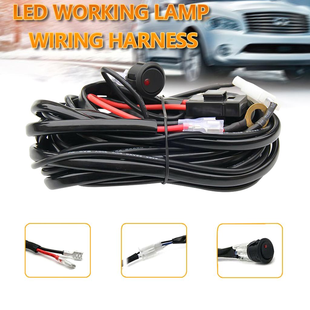LED Light Bar Wiring Harness Kit,2 Leads 12V On Off Switch Power Relay Blade Fuse for LED Work Light
