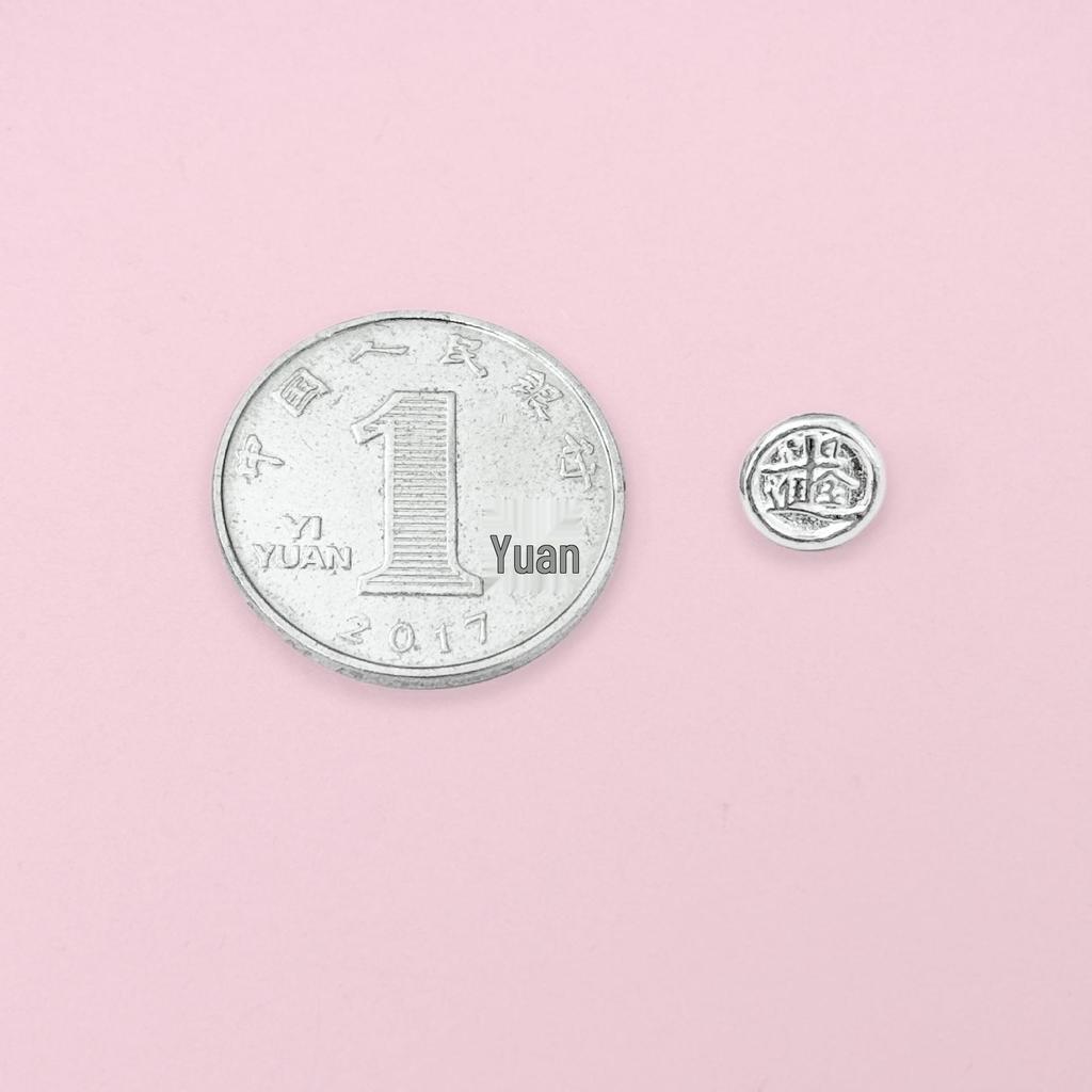 S999 Sterling Silver Wealth Button Buckle Pendant for DIY Bracelets, Necklaces & Rope Weaving