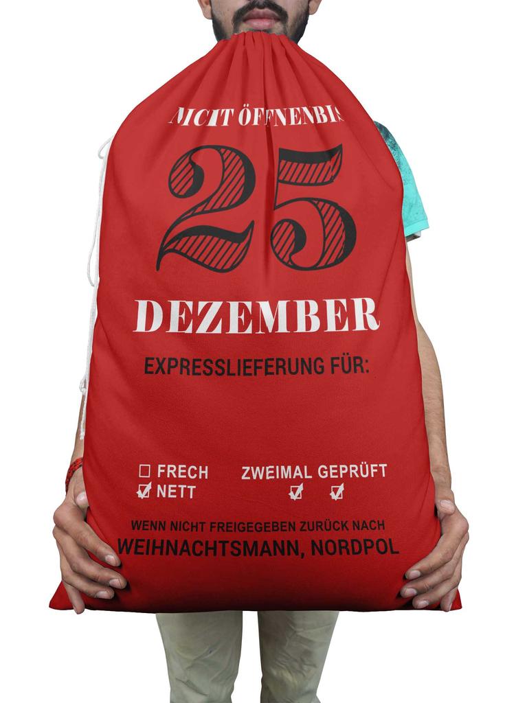 Printtoo Упаковка из 2 специальных рождественских мешков с завязками, очень большого размера, для многоразового хранения рождественских подарков, 27x20 дюймов