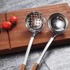Slotted Spoon with Wooden Handle, Thickened, Thickened, Stainless Steel, Household, Restaurants, Soup Shell, Unibody