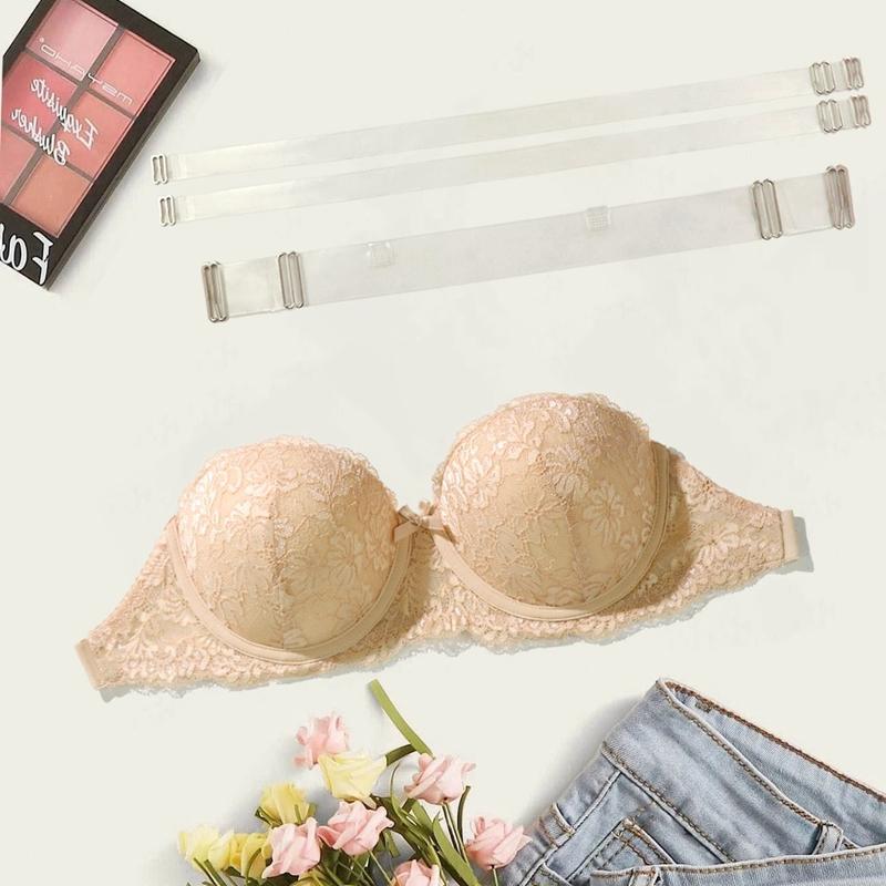 Женский бежевый кружевной бюстгальтер с матовыми прозрачными бретельками, открытыми плечами, открытой спиной, удобный невидимый бюстгальтер для вечернего платья, нижнего белья 70B 75B 80B 85B
