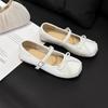 Корейская версия балеток Мэри Джейн с квадратным носком и бантом, женские, лето 2025, новые, нежные и универсальные, на мягкой подошве, с мелким вырезом, одинарные туфли