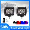 4 Inch LED Work Light Flood Spot Lights 12-36V 60W Red Blue Flash Super Bright Driving Lamp for Offroad Luces Led Para Vehiculos