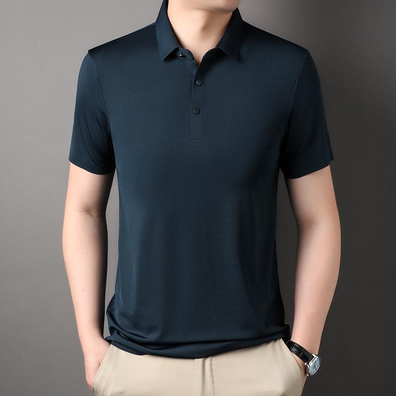 Мужская футболка с лацканами, с коротким рукавом, средней длины и зеленая, повседневная, мужской бесшовный топ, рубашка-поло