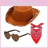 Solid Kids Color Western Cowboy Hat Glasses Bandana Accessories Holiday Party