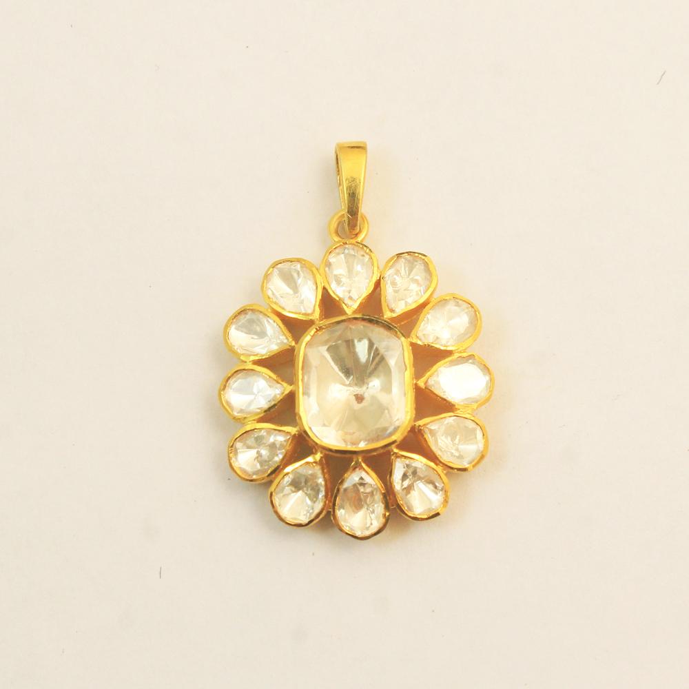 Подвеска Kundan Polki из стерлингового серебра с золотой отделкой