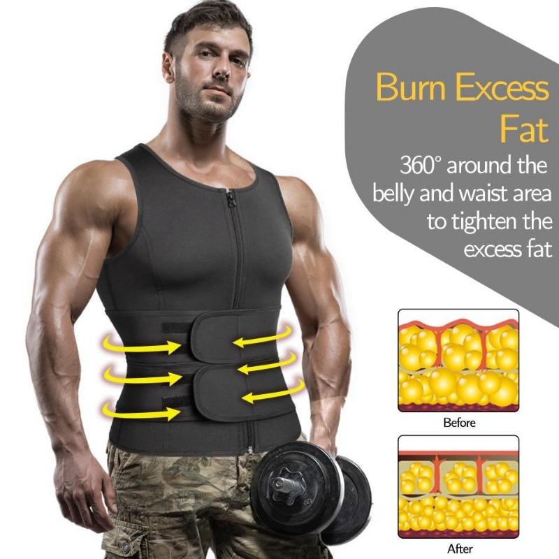 Men's Double Belt Vest Shapewear Reinforcement Sweat Fat Burning Exercise Rubber Corset Waist Exercise Waist Compression Belt