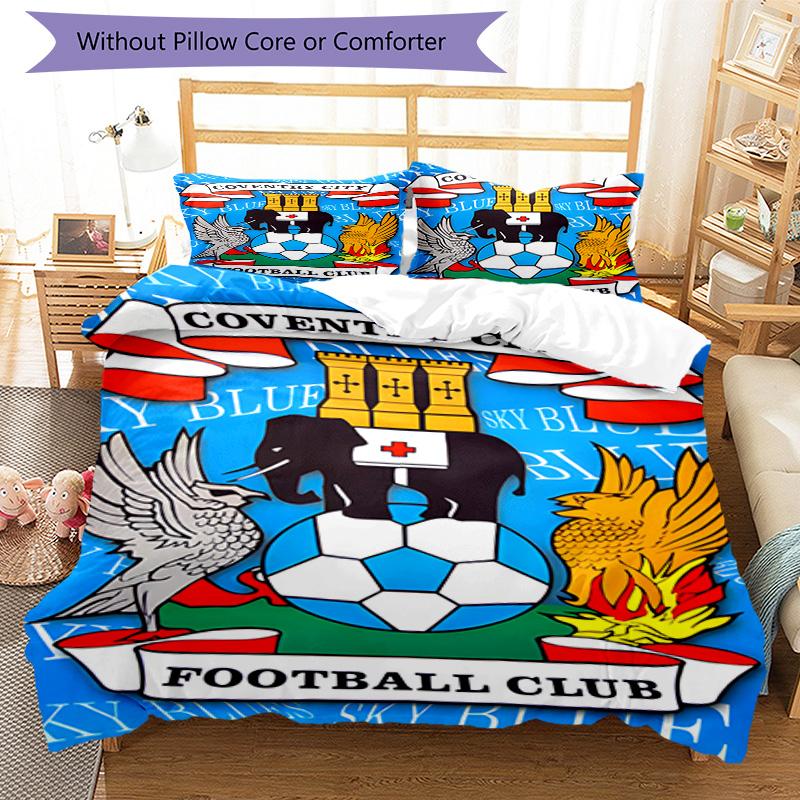 Coventry City F.C Printed Pattern Duvet Cover Set – includes 1 duvet cover and 2 matching pillowcases Bedroom decor Christmas gifts