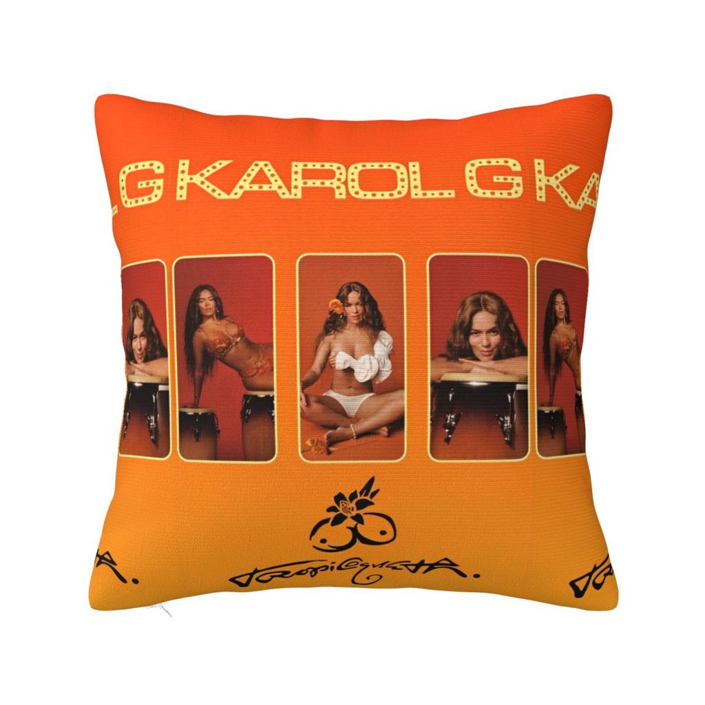 Karol G Tropicoqueta New Album Pillowcase Polyester Cushion Cover Decor Verano Rosa Throw Pillow Case Cover Home Square 40X40Cm