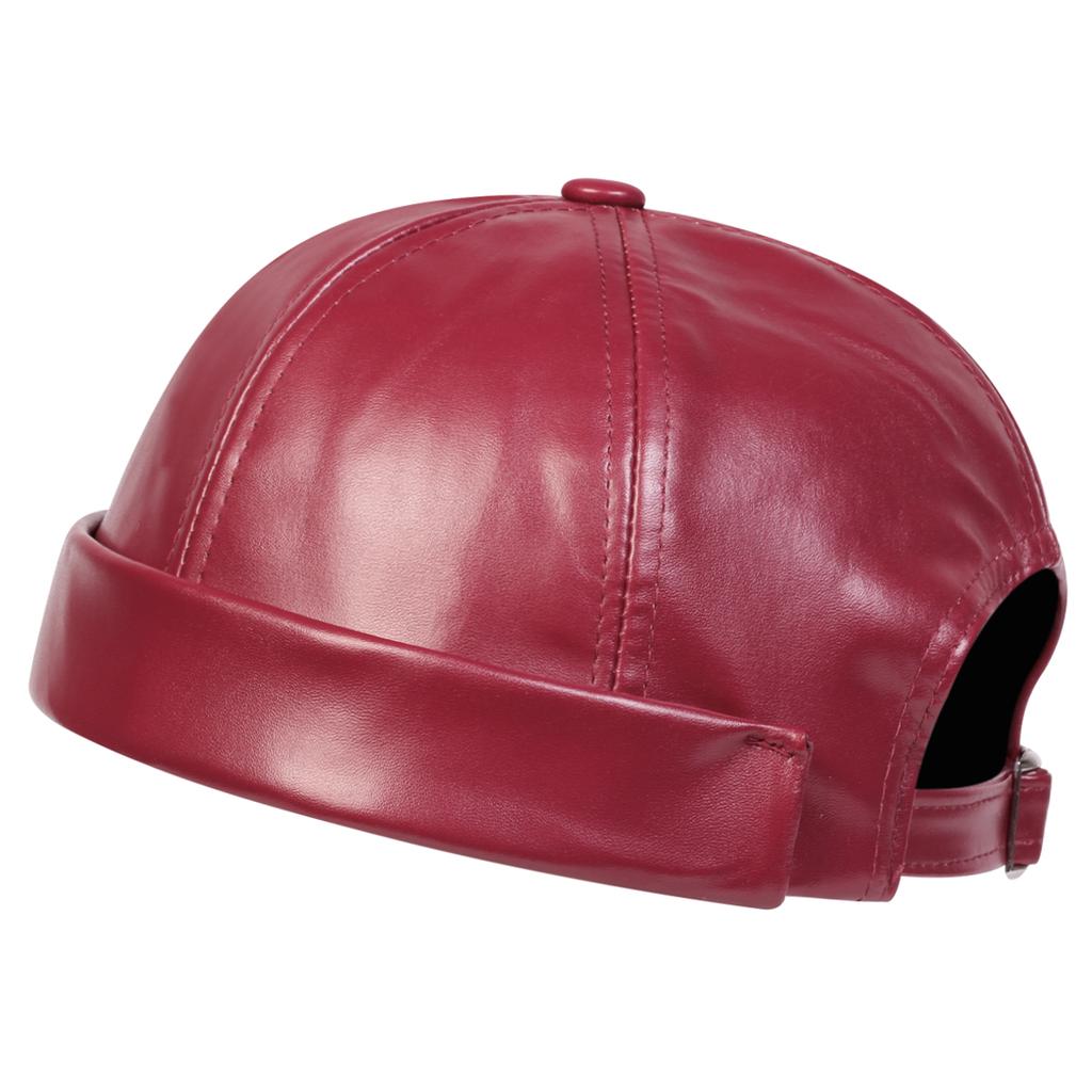 1Piece Men PU Leather Solid Color Landlord Hat Outdoor Adjustable Sunscreen Leisure Hat Spring Autumn Travel Tourism Beach Vacation