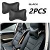 2pcs Car Seat Headrest Universal PU Leather Auto Interior Head Rest Pillows Shoulder Protector Travel Neck Support Soft Pillow